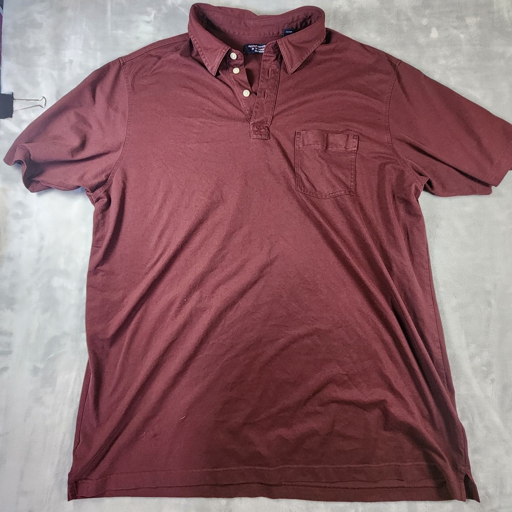 Roundtree & Yorke Polo Shirt Mens 2XLT Tall Performance Golf Maroon Short Sleeve